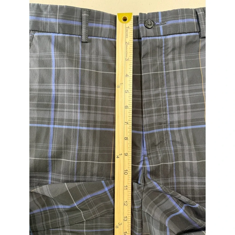 Kirkland Signature Mens Plaid Golf Shorts Blue Black Size 34 Stretch Performance